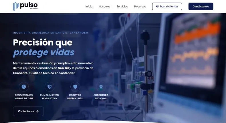 Página de inicio de Pulso Ingeniería: "Precisión que protege vidas"